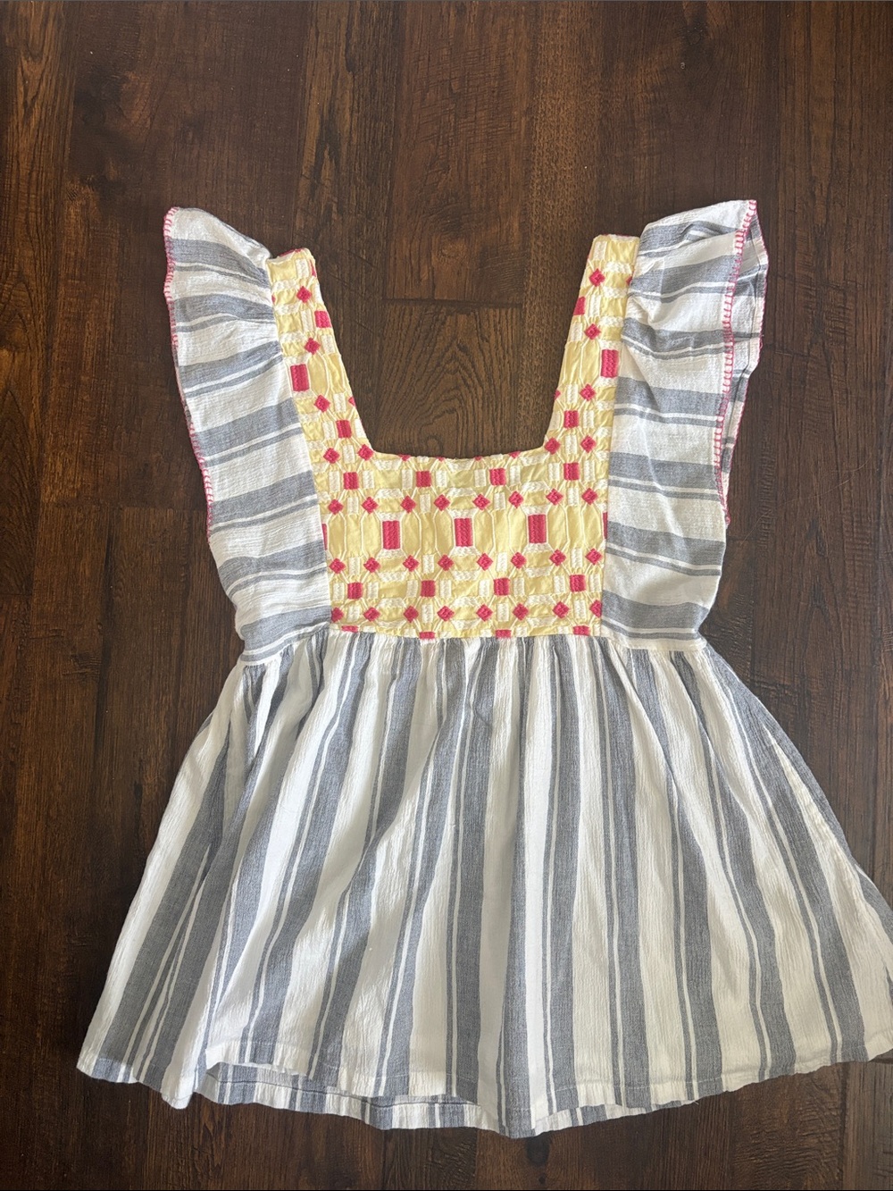 Forever that Girl Yellow Smocked Stripe Flutter Top